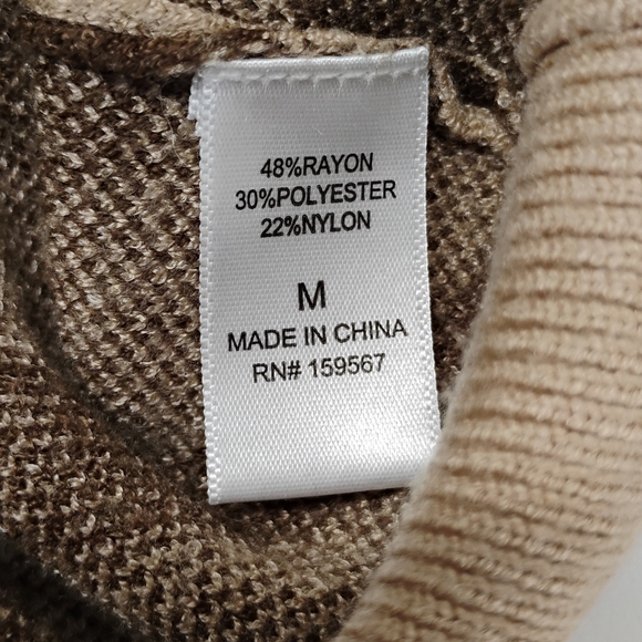 Sage & Oak Women's Turtleneck Sweater Zebra Print Sz M Pullover 3/4 Sleeves H-3 - Picture 8 of 9